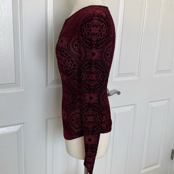 NWT Free People City Limits Burgundy Velvet Top Size Small - Picture 3 of 9